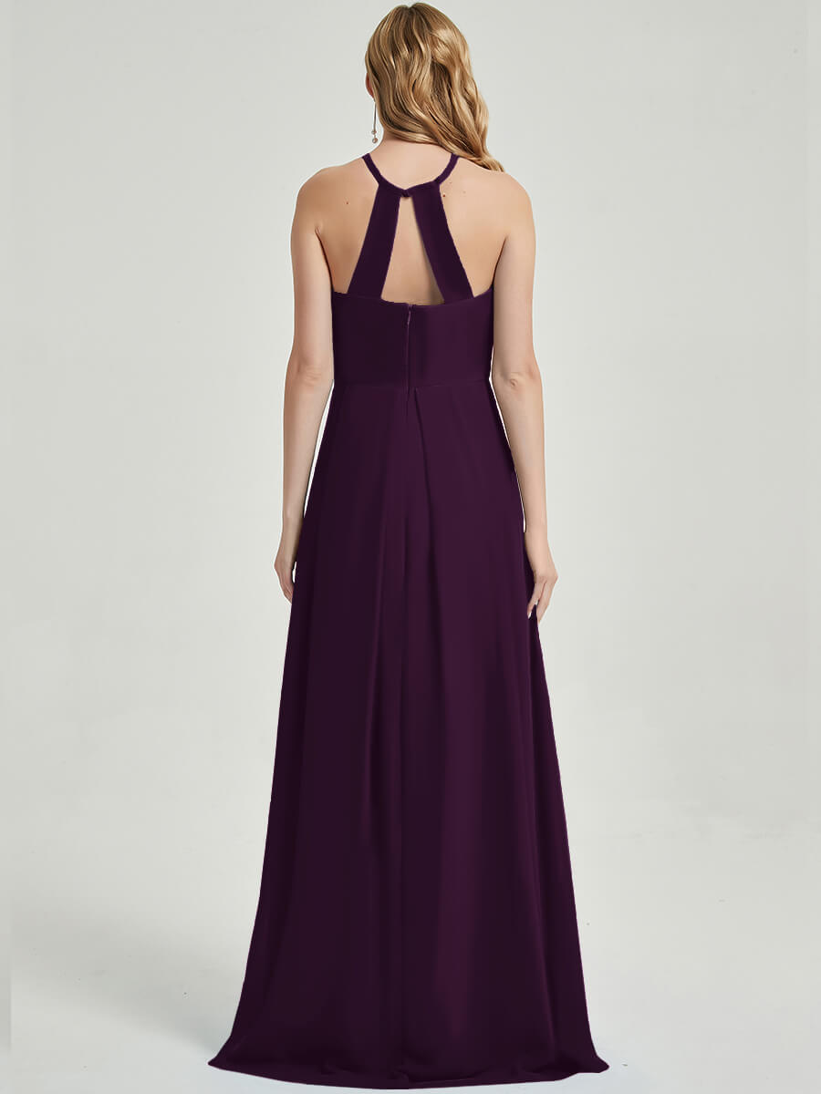 Floor length halter neckline Bridesmaid Dress