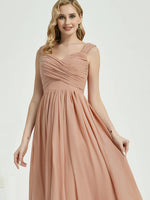 Floor Length Champagne Rose Chiffon Bridesmaid Dress Raanana