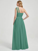 Mabel floor-length chiffon With a lovely peekaboo shoulder cutout bridesmaid dress