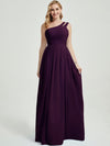 Mabel Plum rose floor-length chiffon with narrow waist bridesmaid dress