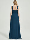 Ink Blue Sweetheart Straps A-Line Maxi Chiffon Bridesmaid Dress