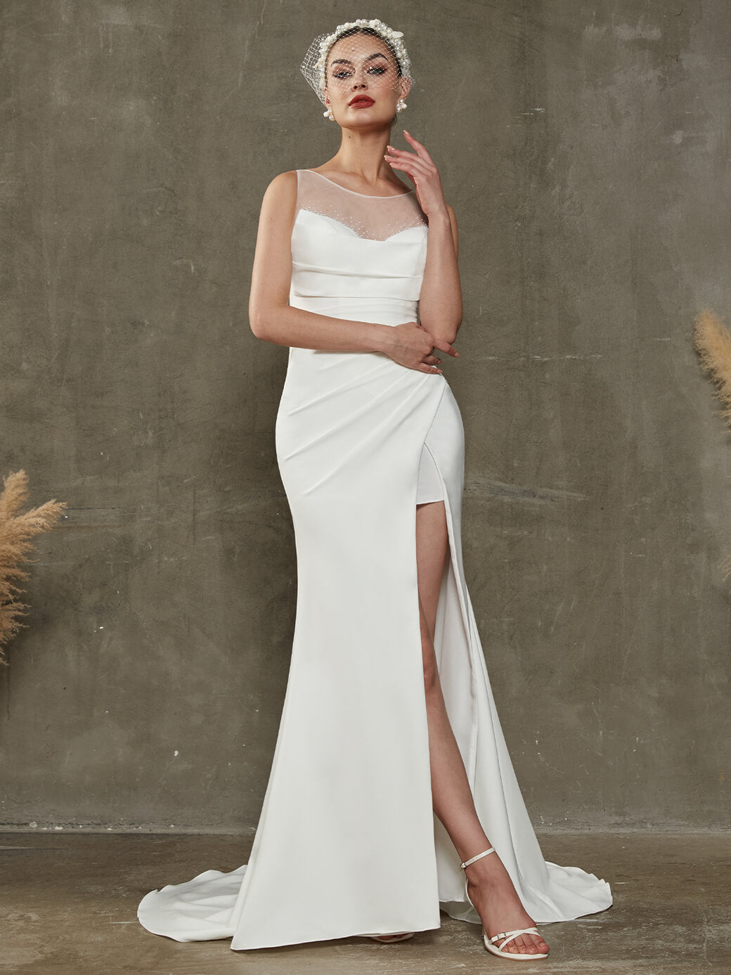 Double slit wedding clearance dress