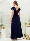 NZ Bridal Dark Navy Ruffle Sleeve Chiffon Wrap bridesmaid dresses AZ31002 Jael b