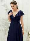 NZ Bridal Dark Navy Ruffle Sleeve Chiffon Wrap bridesmaid dresses AZ31002 Jael c