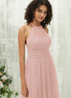 NZ Bridal Dusty Pink Tulle Halter Neck Maxi bridesmaid dresses R1025 Naya d