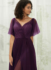 NZ Bridal Plum Sweetheart Tulle Maxi bridesmaid dresses R1027 Dallas c