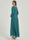 NZ Bridal Teal Chiffon Flowy Maxi bridesmaid dresses 00461ep Liv b