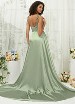 NZBridal Satin bridesmaid dresses XC30113 Juliet Sage Green b