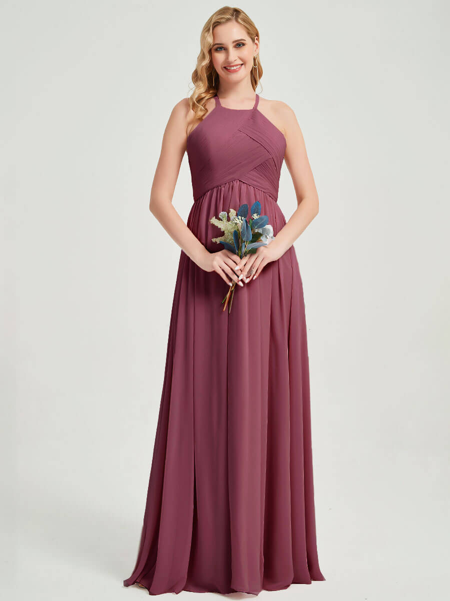 Floor length chiffon fabric Bridesmaid Dress