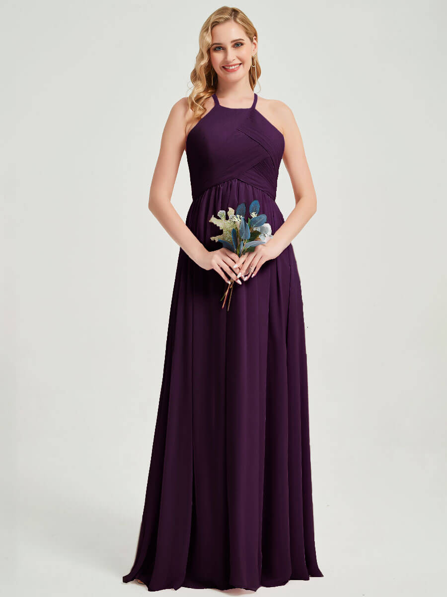 Floor length chiffon fabric Bridesmaid Dress