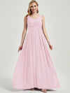 Blush V Neckline Empire Pleated Chiffon Bridesmaid Dress - Zoe