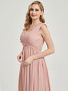 Blush Pleated Sleeveless Floor Length Empire Chiffon Bridesmaid Dress