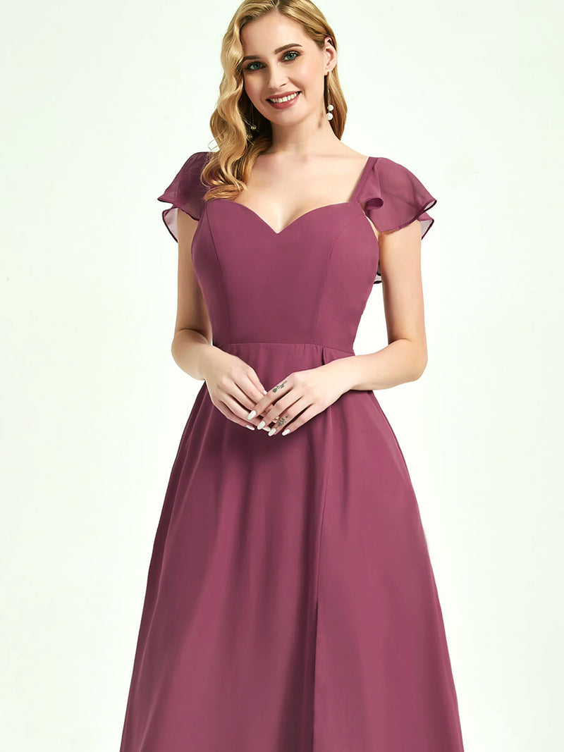 Chiffon Sweetheart V-neck cinched waist bridesmaid dress Ella