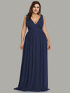 [Final Sale] US16 Navy Blue V-neck Chiffon Bridesmaid Dress Mia