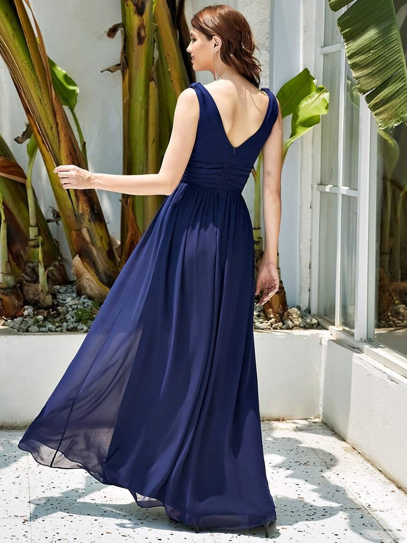 [Final Sale] US16 Navy Blue V-neck Chiffon Bridesmaid Dress Mia