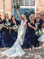 [Final Sale] US24 Navy Blue Plus Size Bridesmaid Dresses for Wedding Party-Mei