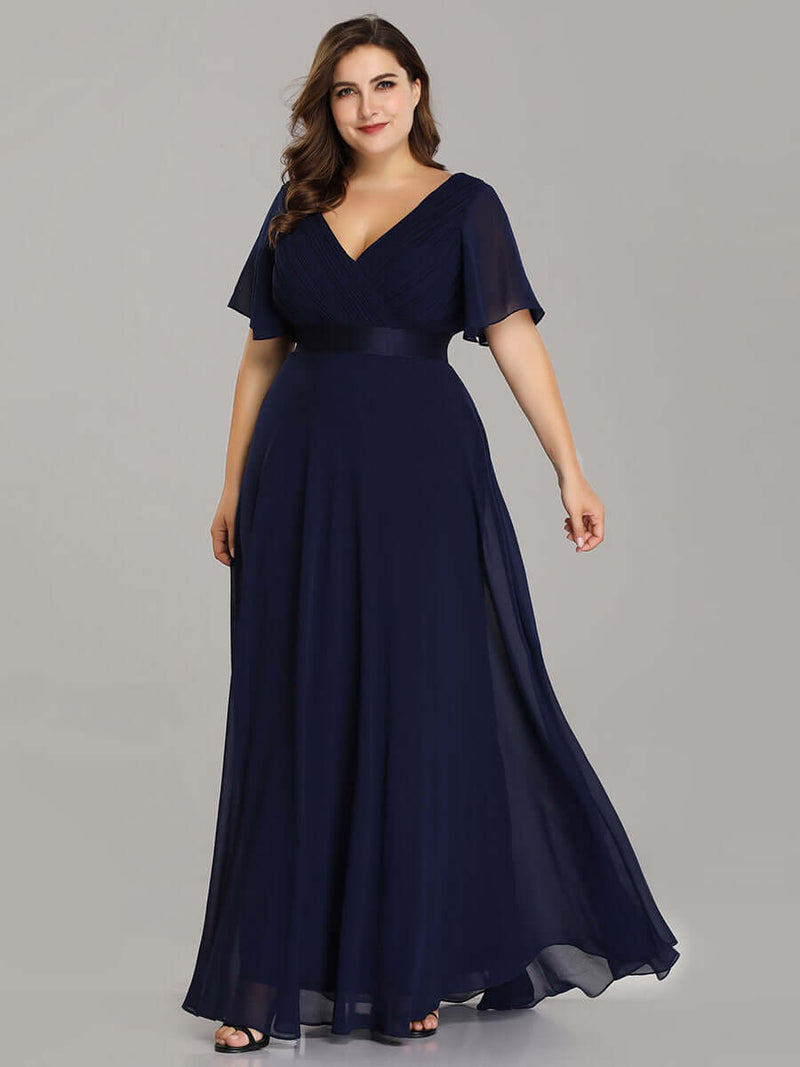 [Final Sale] US24 Navy Blue Plus Size Bridesmaid Dresses for Wedding Party-Mei