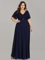 [Final Sale] US24 Navy Blue Plus Size Bridesmaid Dresses for Wedding Party-Mei