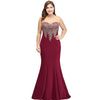 [Final Sale] Plus Size Mermaid Gown Gold Appliques Burgundy-Lynne