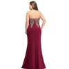 [Final Sale] Plus Size Mermaid Gown Gold Appliques Burgundy-Lynne