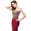 [Final Sale] Plus Size Mermaid Gown Gold Appliques Burgundy-Lynne