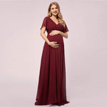 [Final Sale] Burgundy Wine Maternity Baby Shower Party Dress-Mey