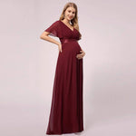 [Final Sale] Burgundy Wine Maternity Baby Shower Party Dress-Mey