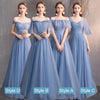 Illusion Sweetheart Neck Ruffle Sleeves Dusty Blue Bridesmaid Dresses Mix Match Dot Styles Dot A Line Gauze Bridesmaid Dresses- NZ Bridal