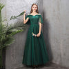 NZ Bridal Illusion Sweetheart Neck Sling Ruffle Sleeves Green Emerald Bridesmaid Dresses Mix Match Dot Styles Dot A Line Gauze Bridesmaid Dresses- NZ Bridal