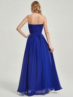 Royal Blue Strapless Sweetheart  Chiffon Maternity Maxi Bridesmaid Dress