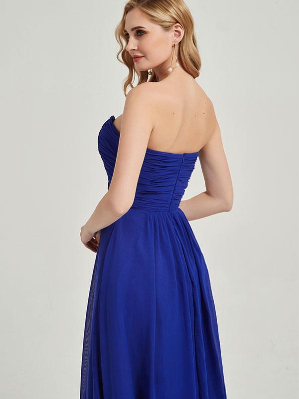 Royal Blue Strapless Sweetheart  Chiffon Maternity Maxi Bridesmaid Dress